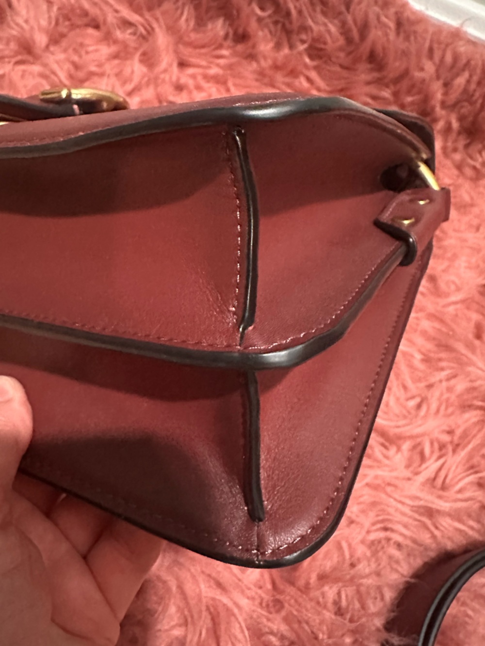 COACH Beat Bag Burgandy Wine Oxblood Leather Shoulder Crossbody Bag Purse Chain - Picture 7 of 17